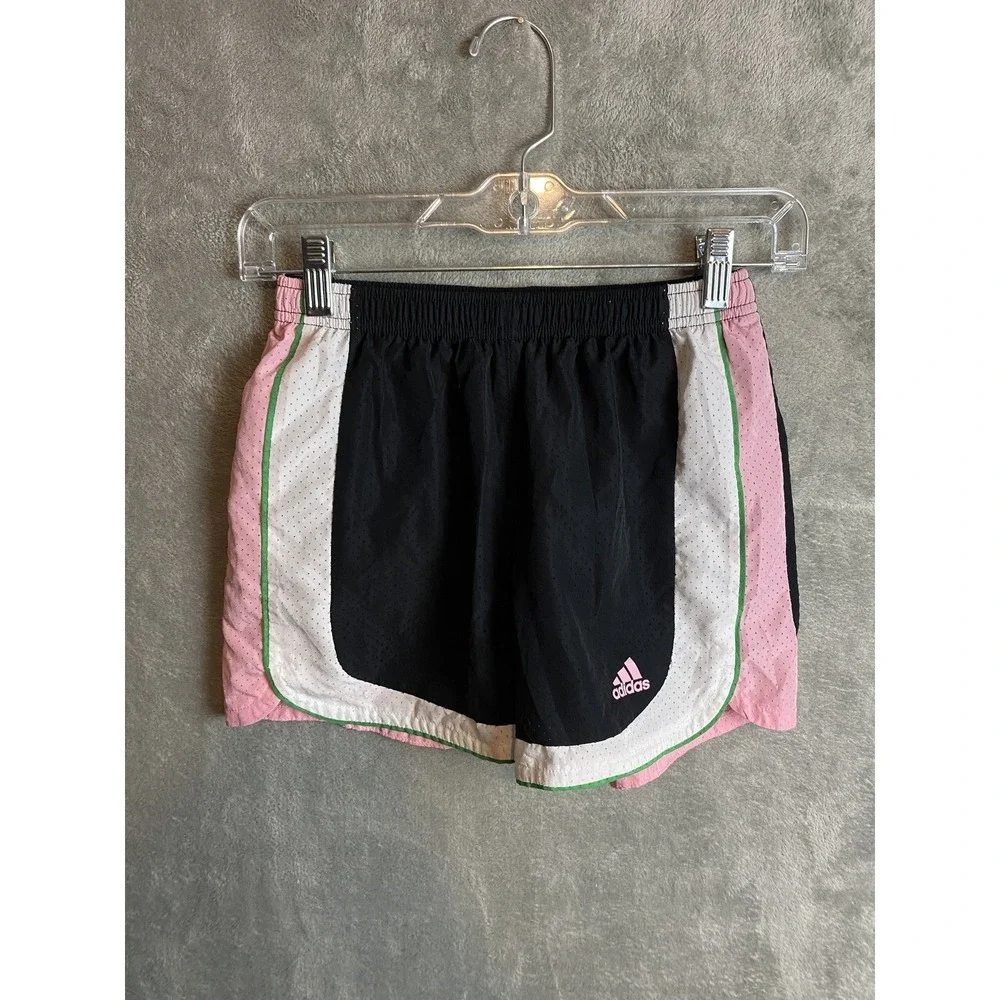 Adidas Girls L Skort Black Pink Green Trim Polyester